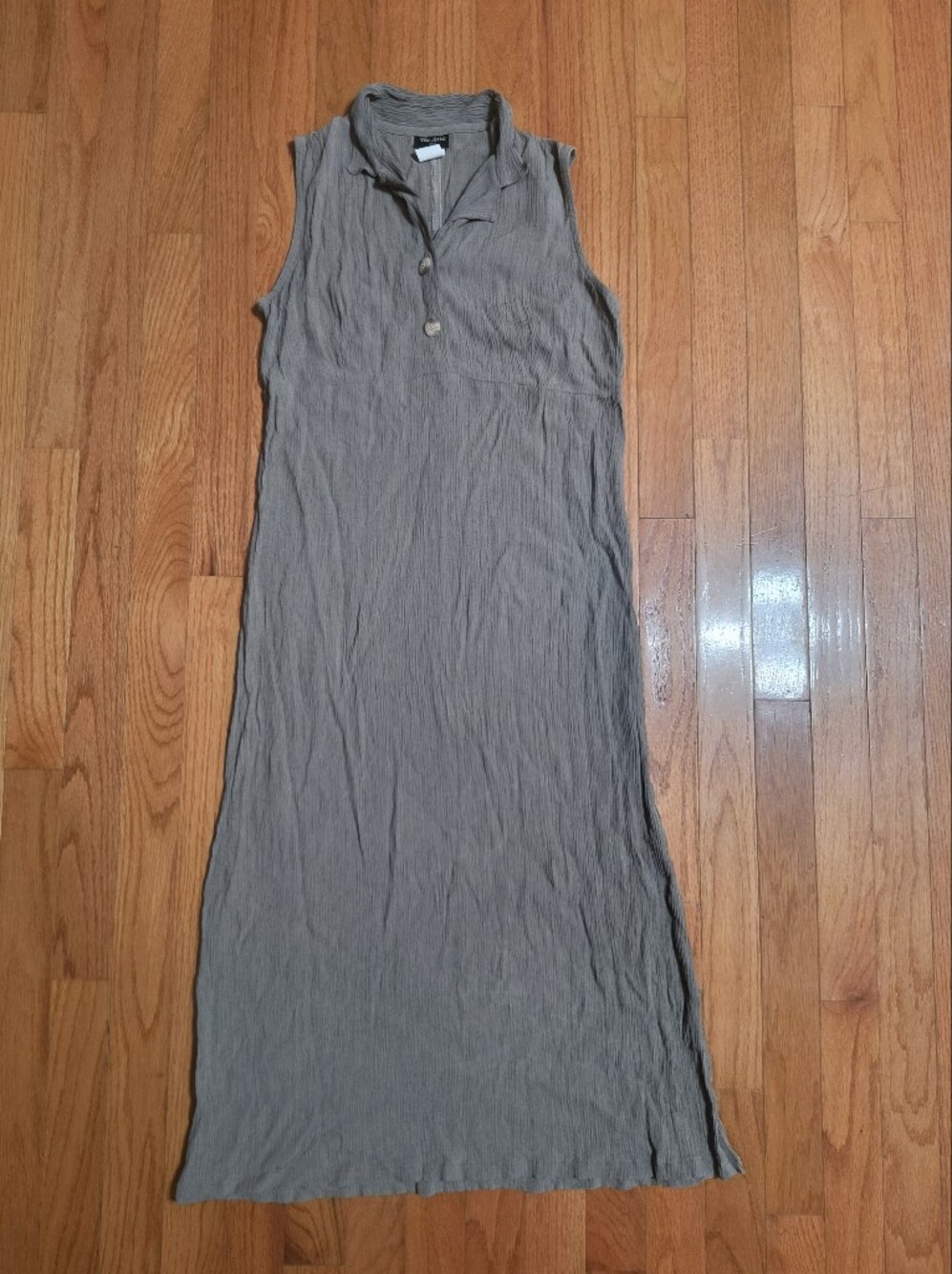The Attic midi dress, women's small, crinkle fabric, gray